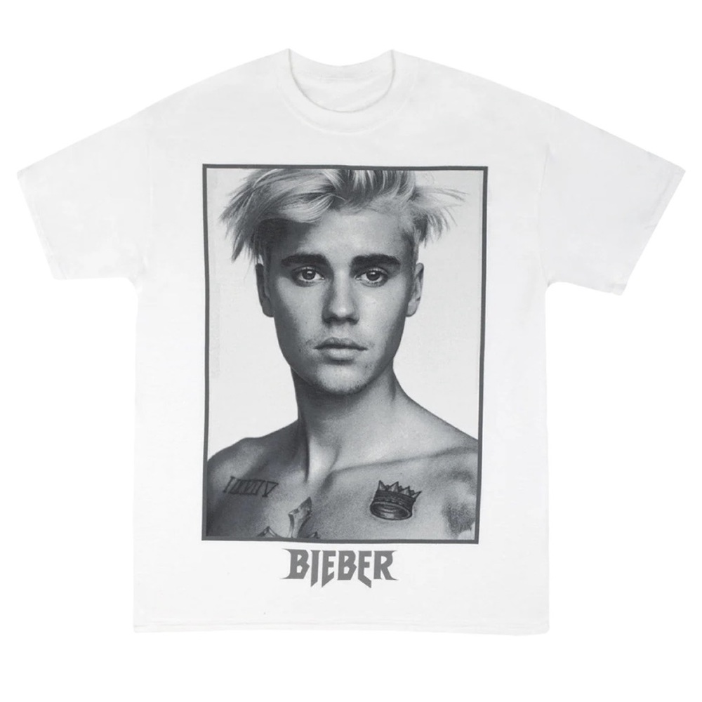Justin Bieber White Graphic Tee